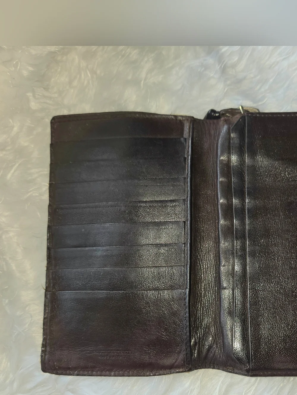 Bottega Veneta Dark Brown Intrecciato Woven Leather Zip Wallet Bifold Authentic